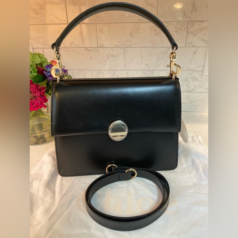 Chloe Penelope Black Leather Medium Box Flap Handbag NWT